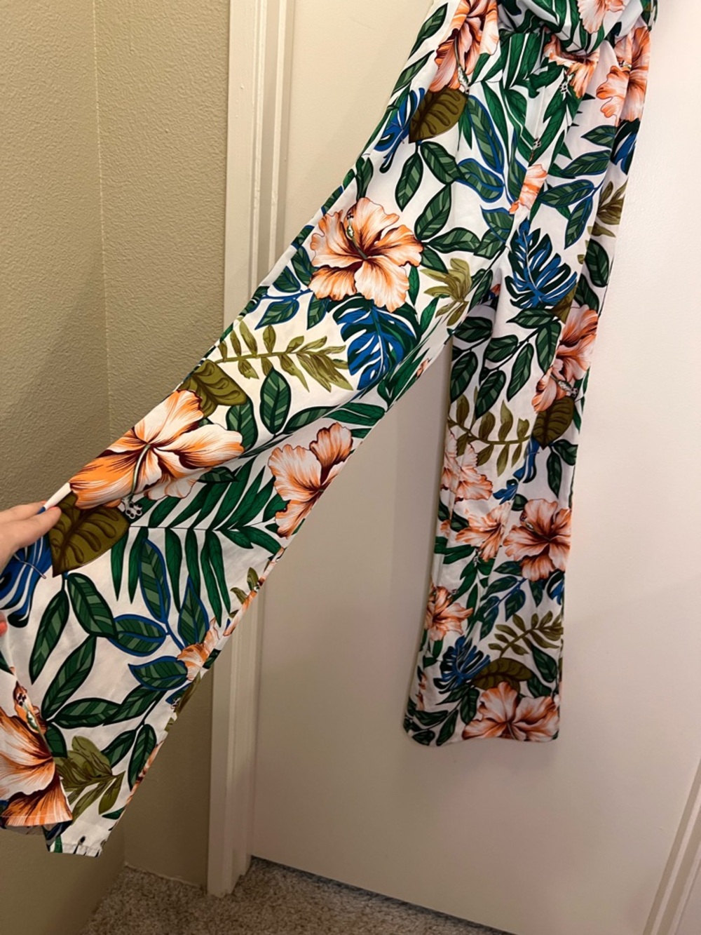Papaya Tropical Floral Strapless Jumpsuit Wide Leg Resort Vacation Small - Picture 3 of 7